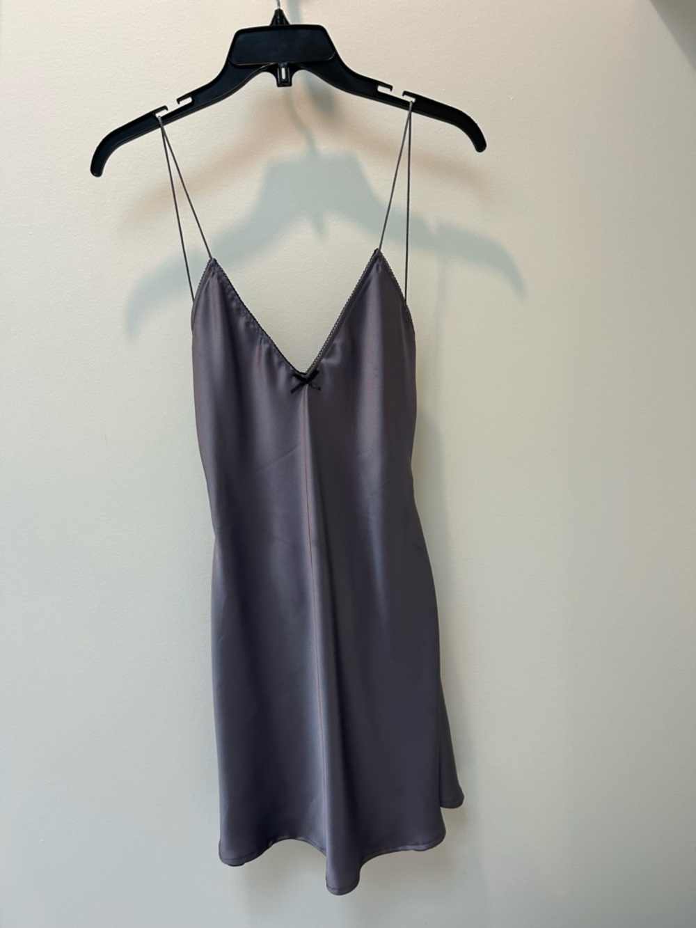 Zara Satin Mini Slip Dress in Charcoal Gray